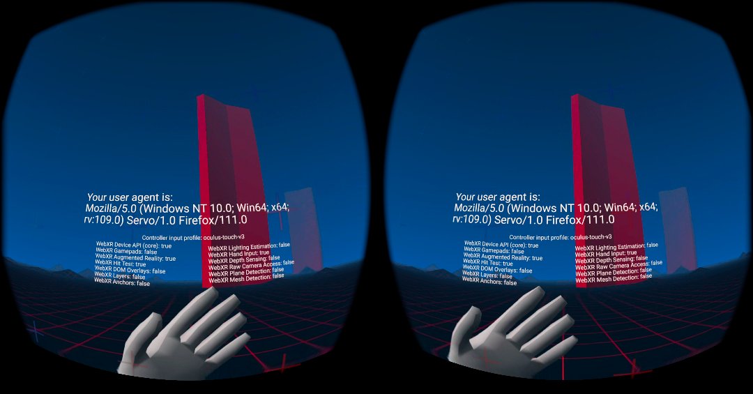 A screenshot of a WebXR session running in Servo